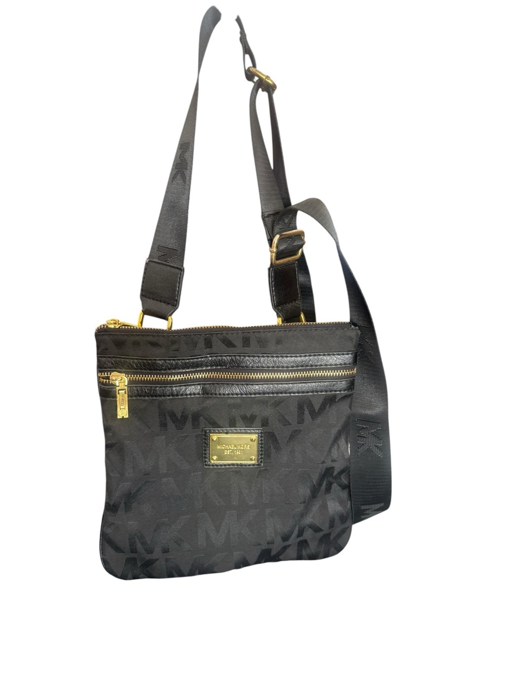 Michael Kors Black Crossbody Messenger with Gold Hardware